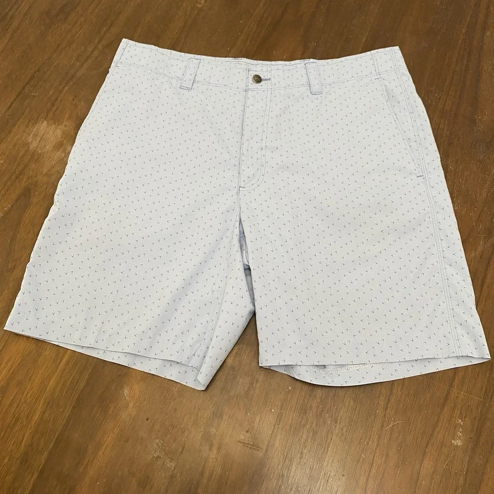 Callaway Mens Golf Shorts Blue Heathered Stretch Performance Flat Front Size 34